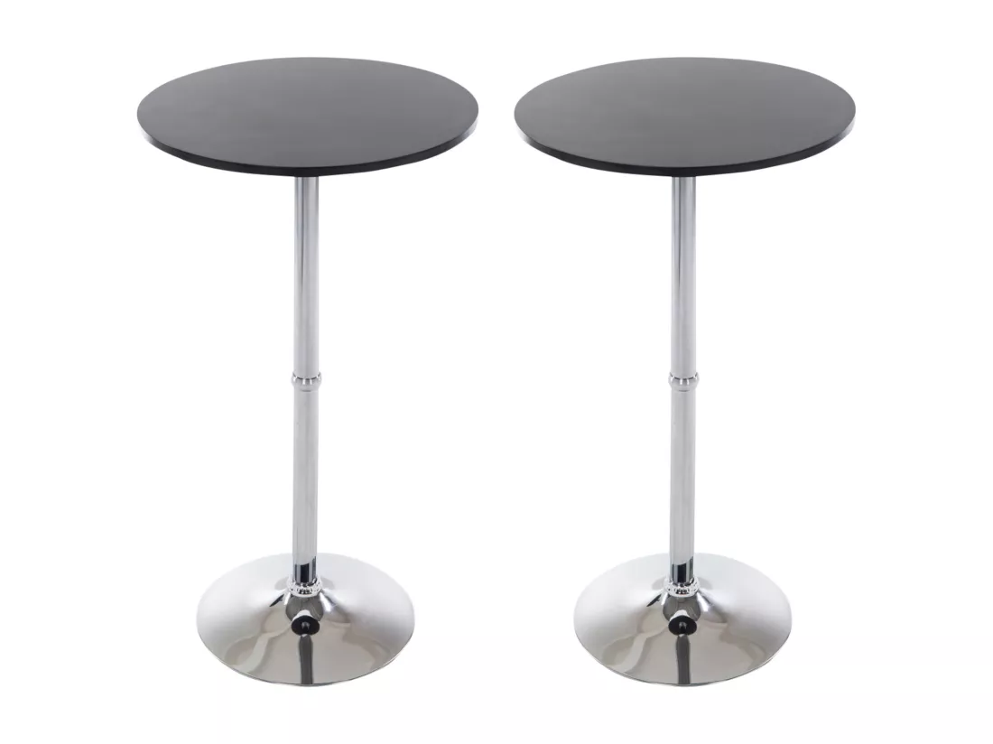 Lot de 2 Table haute de bar - rond Ø 60 cm - Bois - Noir - rund
