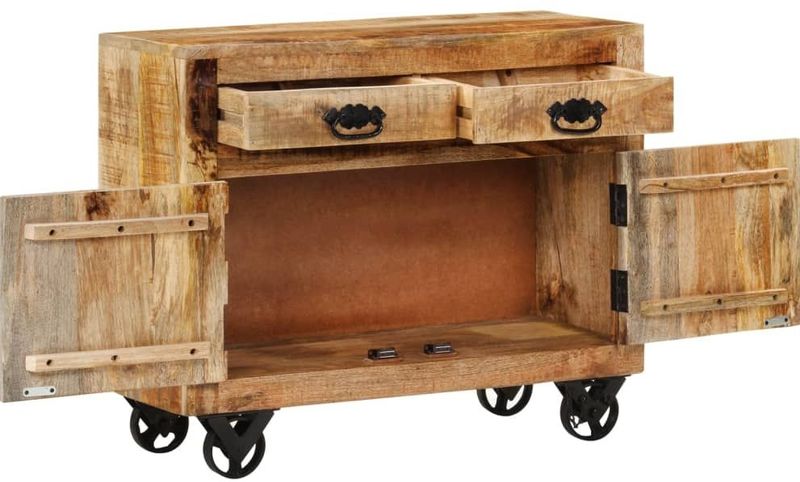 vidaXL - Dressoir - Massief Ruw Mangohout - 80x30x65 cm
