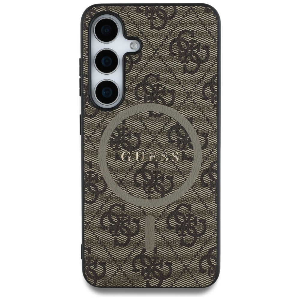 Samsung Galaxy S25 Leder Hardcase Hülle 4G Colored Ring Logo MagSafe-Modul (GUHMS25SG4GFRW) - Braun