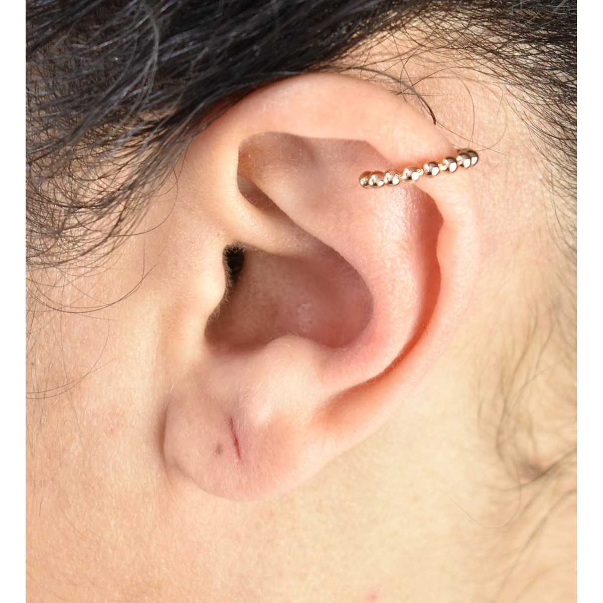 Clip d'oreille earcuff fil effet boules Plaqué OR 750 3 microns