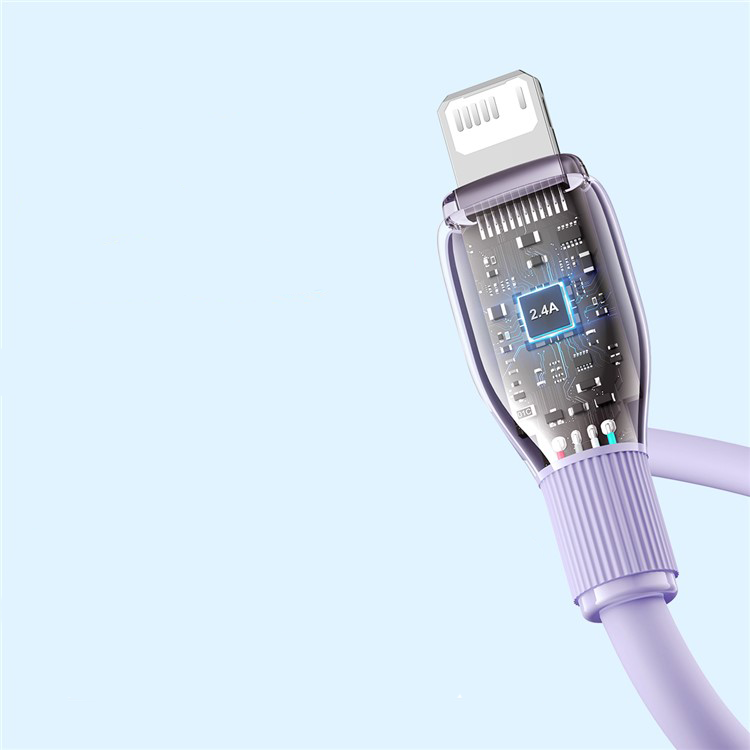 (2m) 2.4A USB A auf Lightning Ladekabel Datenkabel - Lila