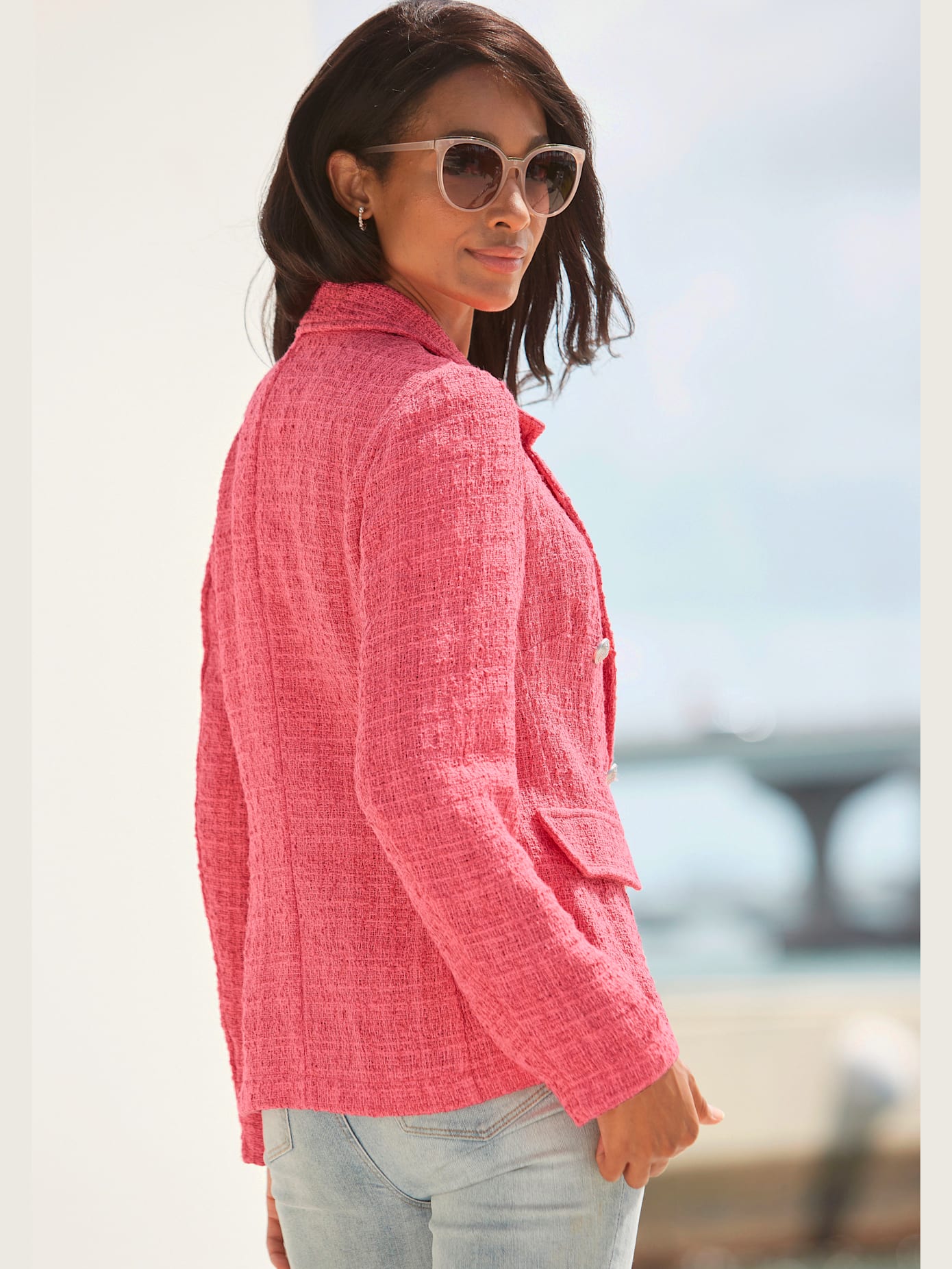 Blazer court col à revers tendance