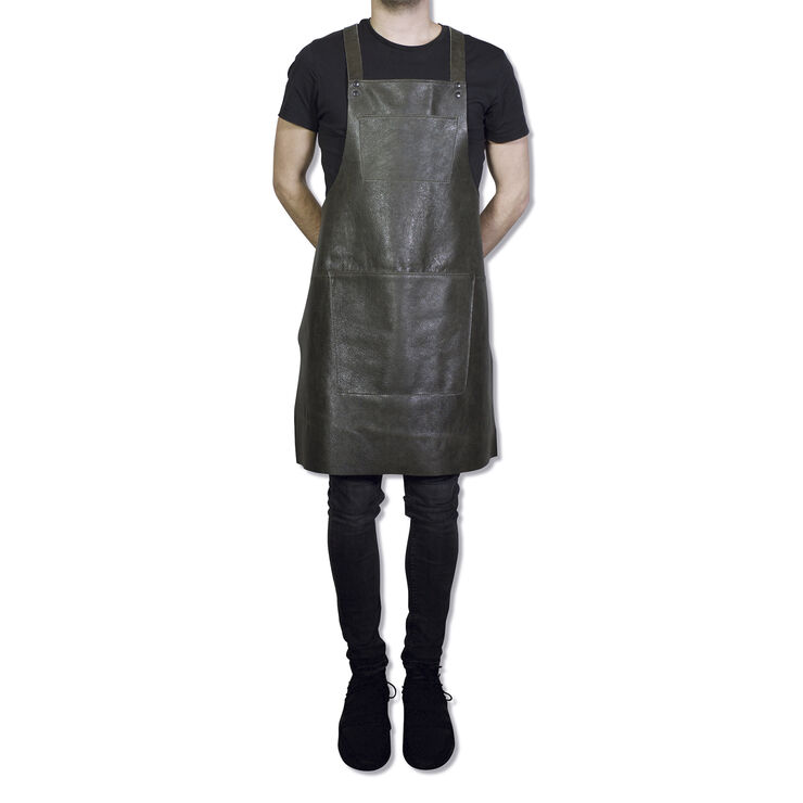 DutchDeluxes Læderforklæde Suspender Serie Apron Vintage Grey Grå
