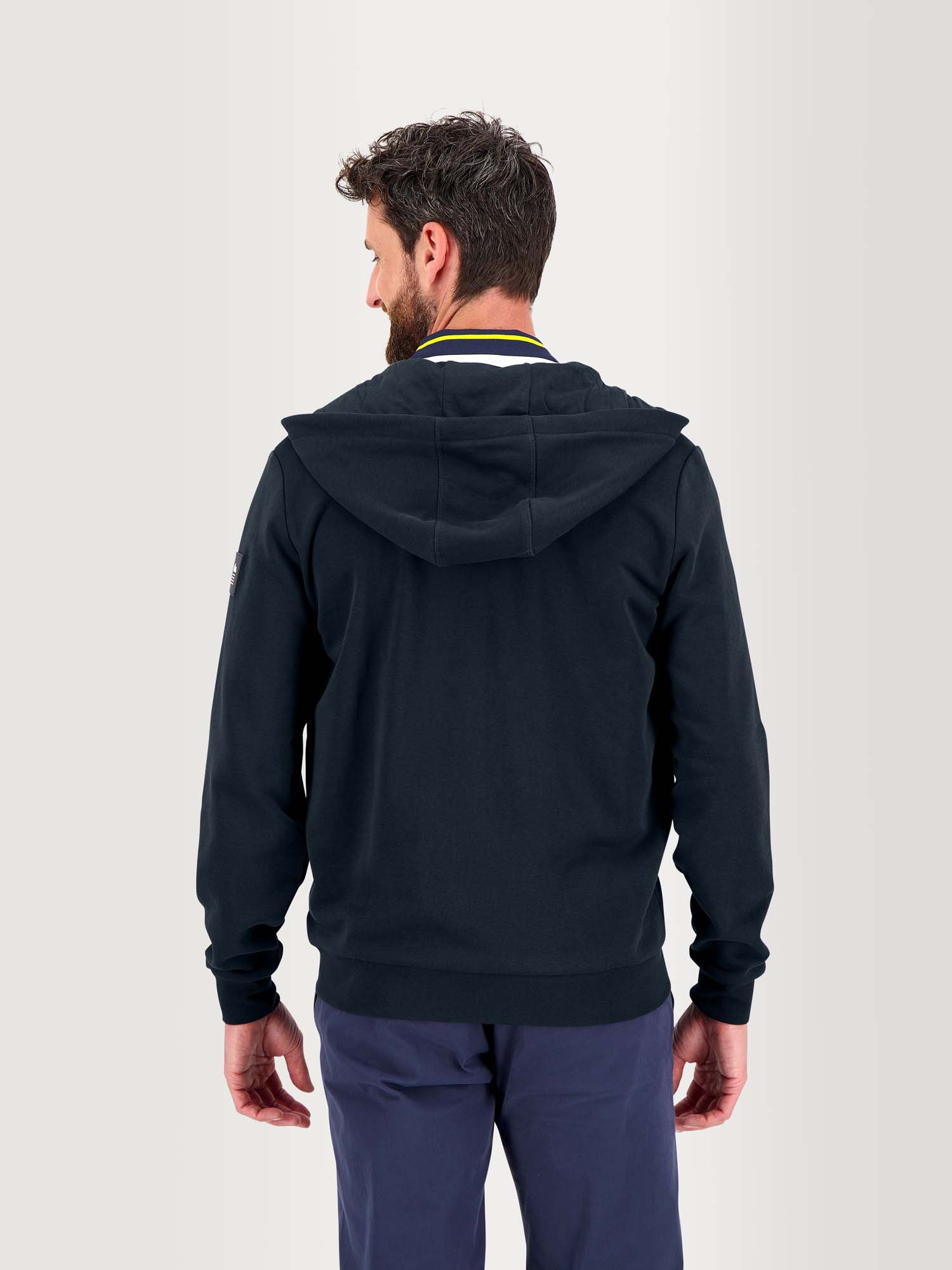 Sweat Homme Zippé Molleton A Capuche Marine