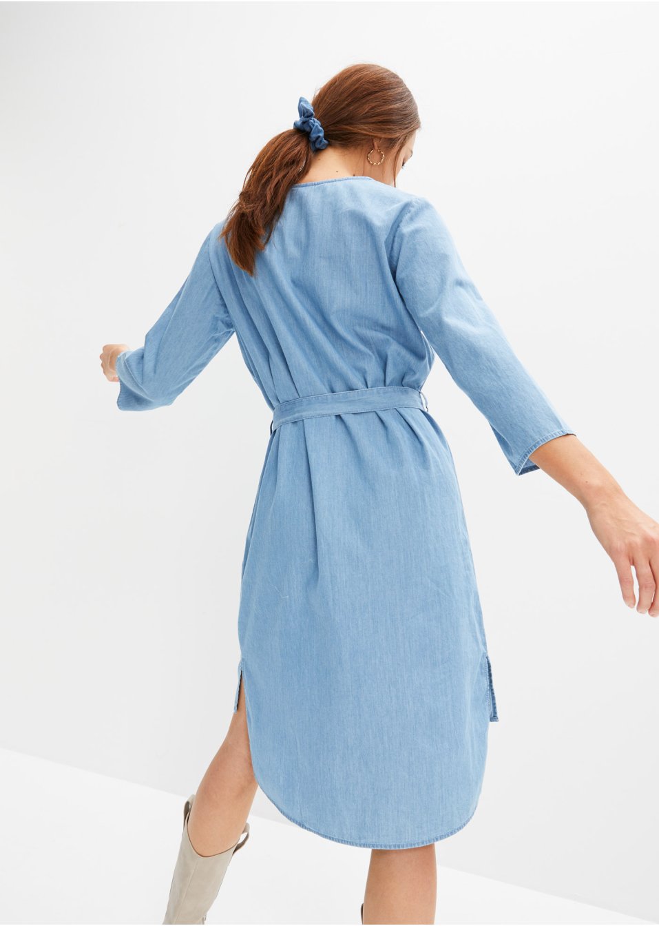 Robe-tunique en jean à manches 3/4