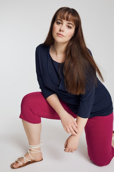 Bellieva-Shirt, Spitze, V-Ausschnitt, Biobaumwolle, GOTS