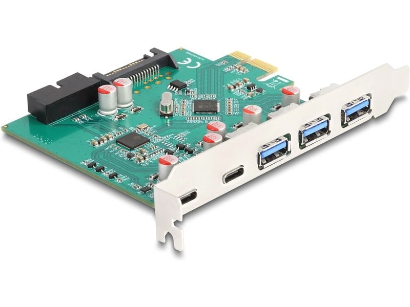 Delock PCI-Express-Karte 3x USB-A 3.0 / 2x USB-C 3.0 PCIe-Schnittstellenkarte mit drei USB 3.0 A und zwei USB 3.0 C-Buchsen