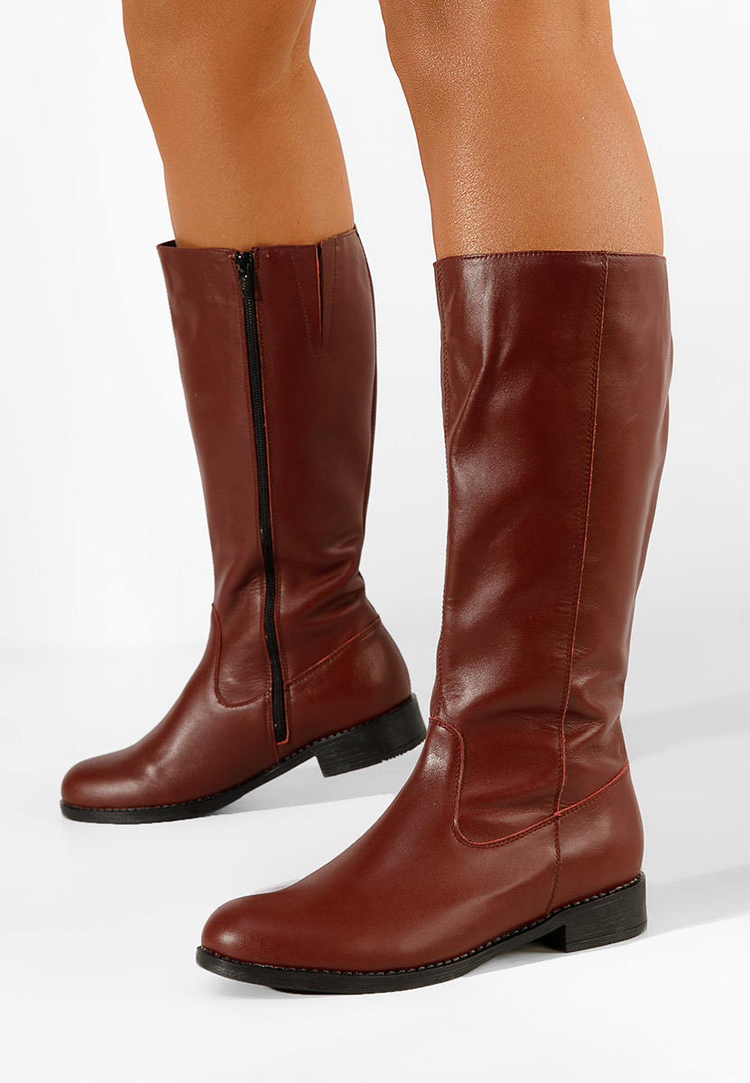 Bottes femme en cuir bordeaux Bordo Ipora