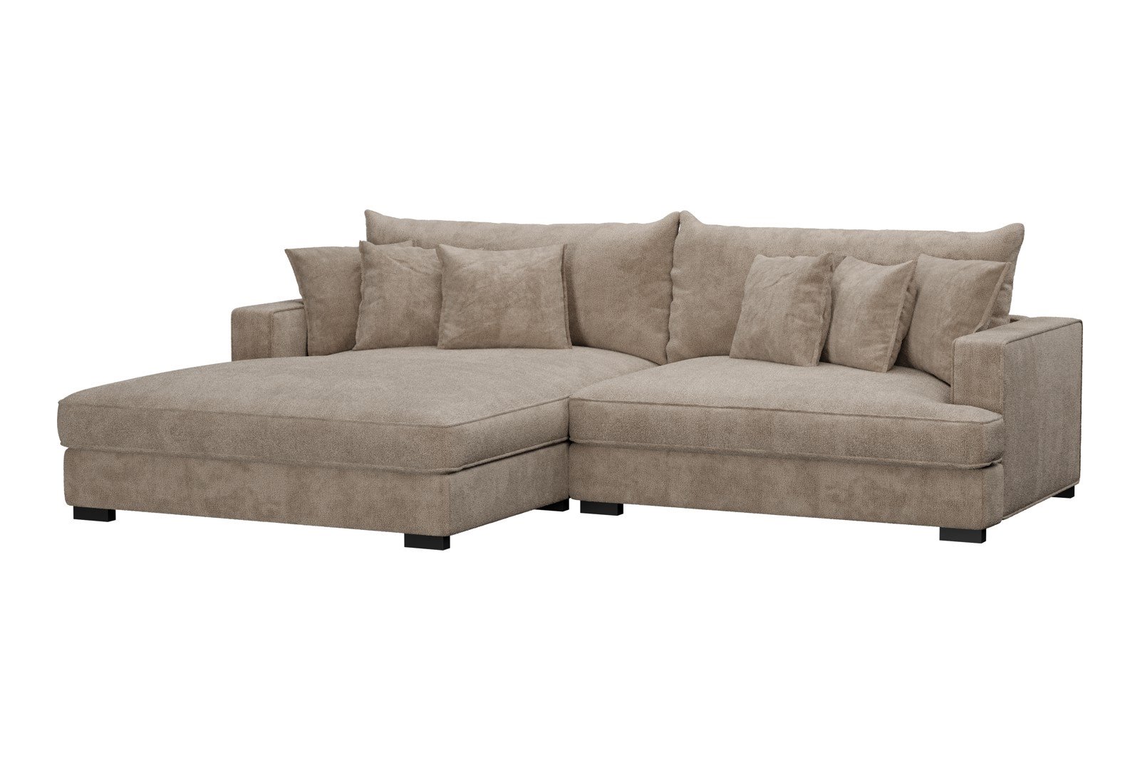 Rossi 2-seter med XL sjeselong venstre Tekstil Genesis 4 Beige, arm A med sorte ben. Std. Komfort.