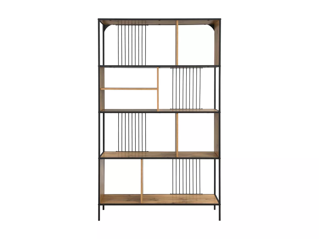 Etagère avec 9 niches en MDF et acier - Naturel et Noir - LEMAVIA