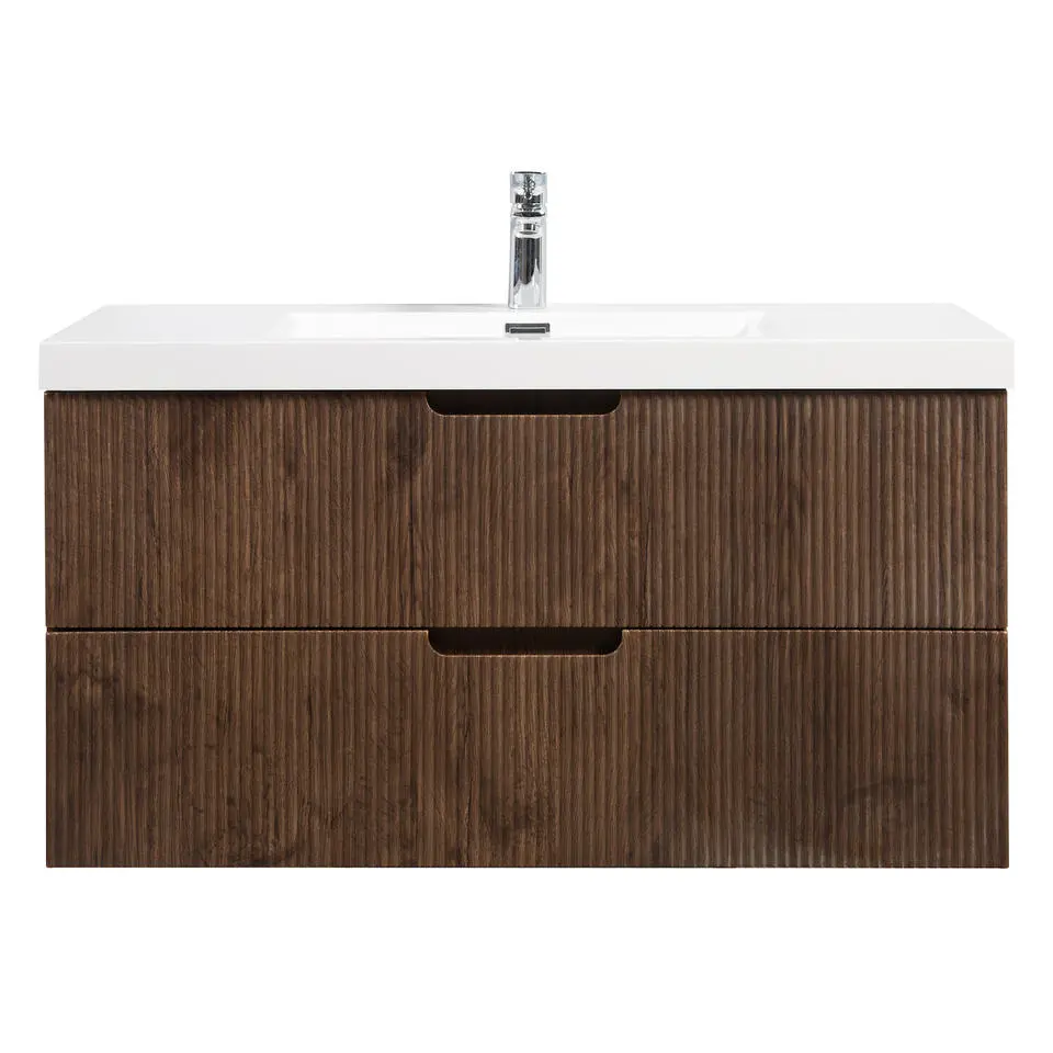 Badplaats Badkamermeubel Set Thermis 100cm - Walnoot Bruin - Badmeubel met