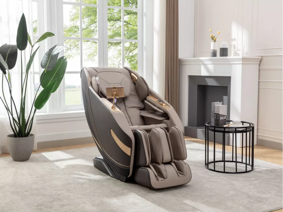 Fauteuil massant en simili -Système zero gravité - Beige - MOWATA