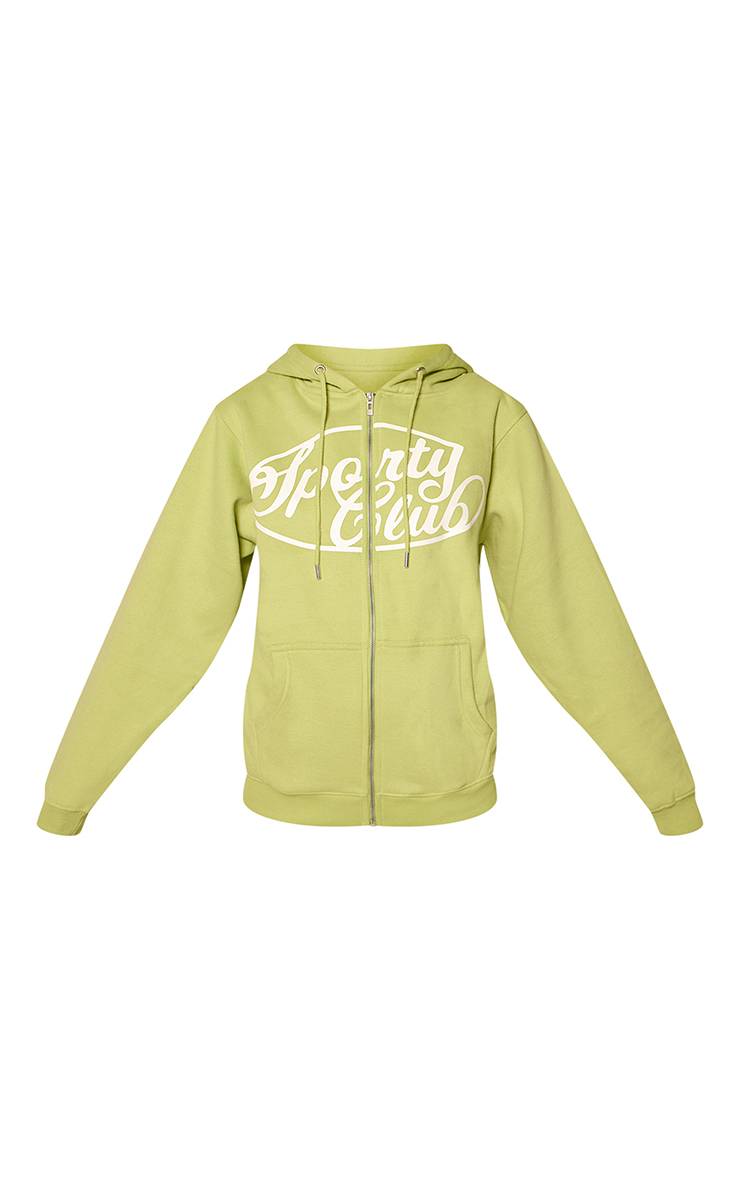 Lime Green Sweat À Casynthétiqueche Zippé En Molleton De Coton Sports Club