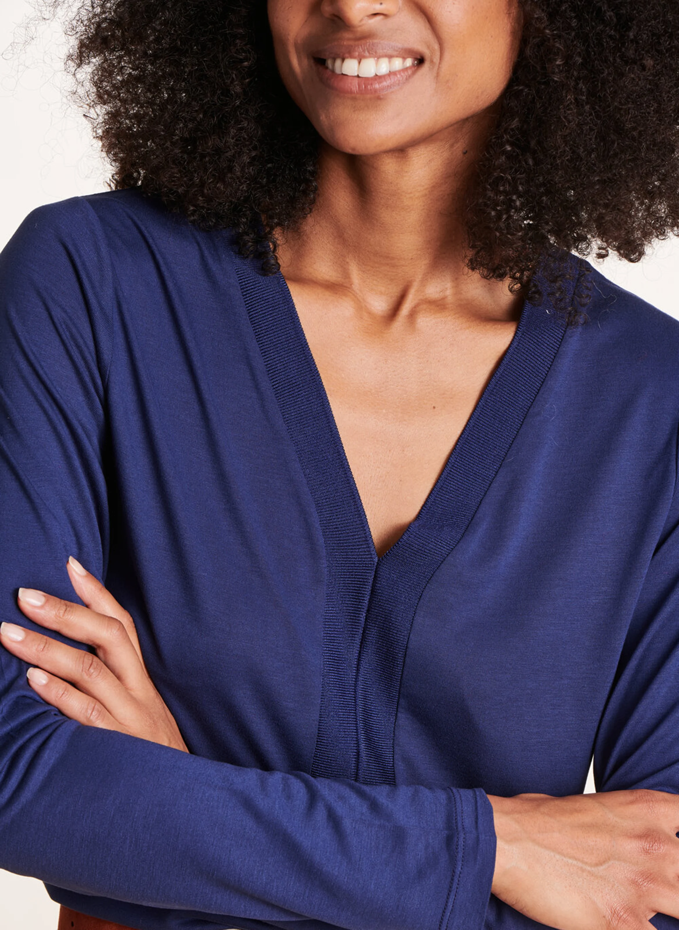 Tee-shirt ample col V | Bleu
