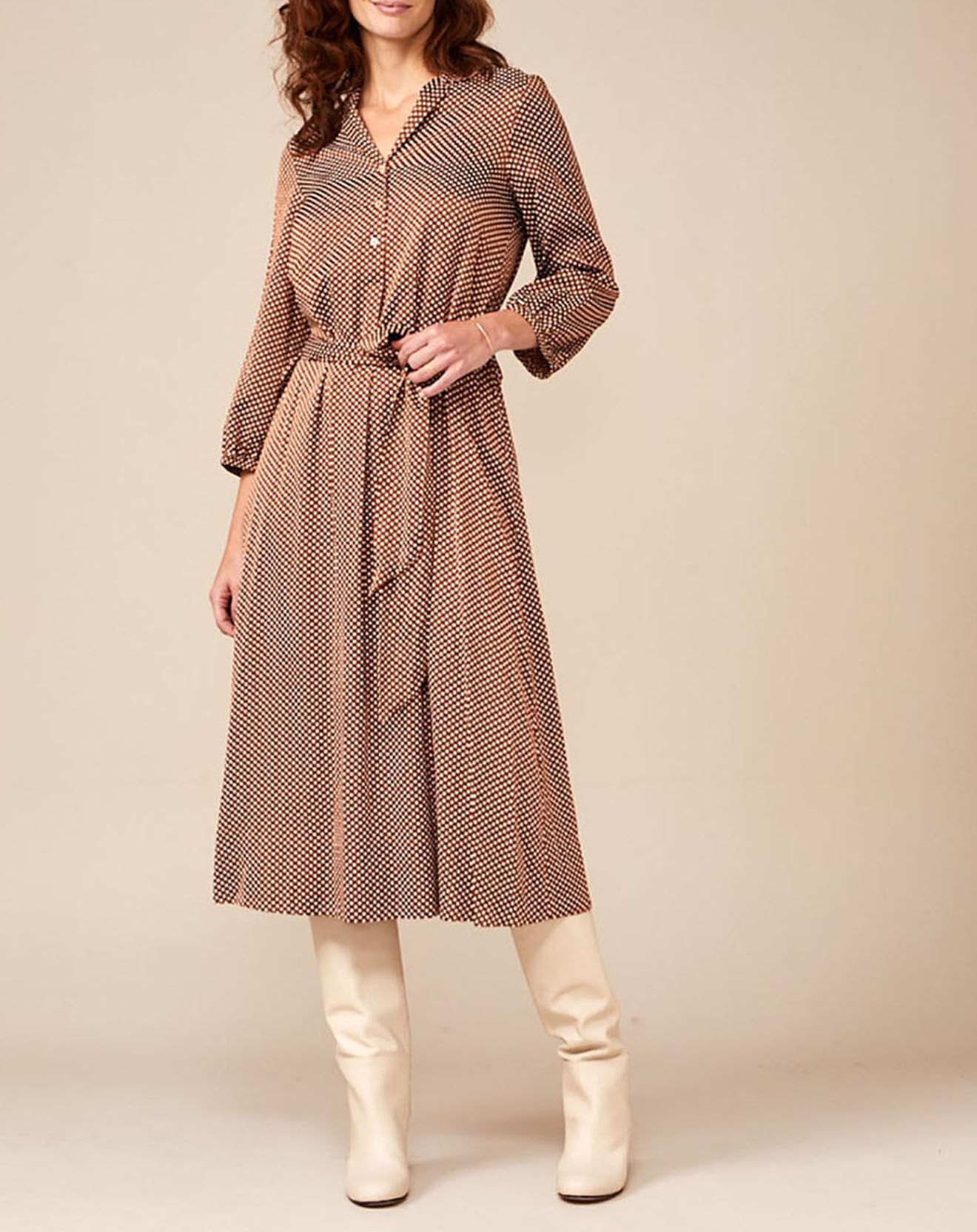 Bellerose Robe Armory à pois marron