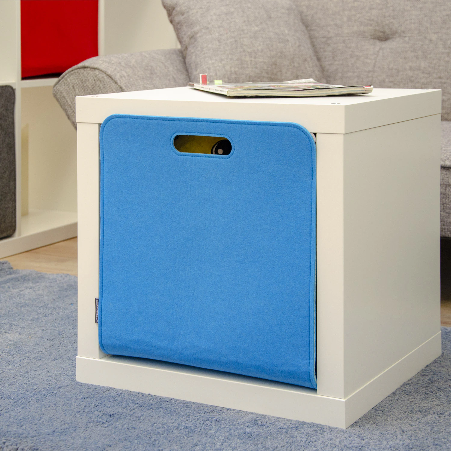 4er Set Filz Aufbewahrungsbox 33x33x38 cm Kallax Filzkorb Regal Einsatz Box Blau