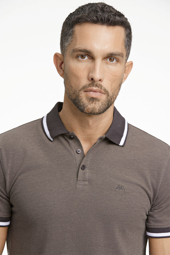 Lindbergh Cotton pique polo S/S Dk brown mix