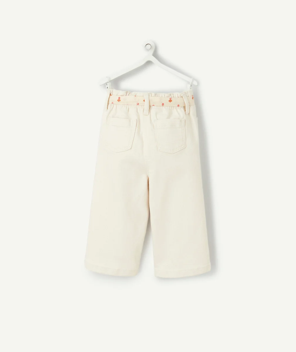 pantalon wide leg bébé fille en fibres recyclées sans teinture avec ceinture