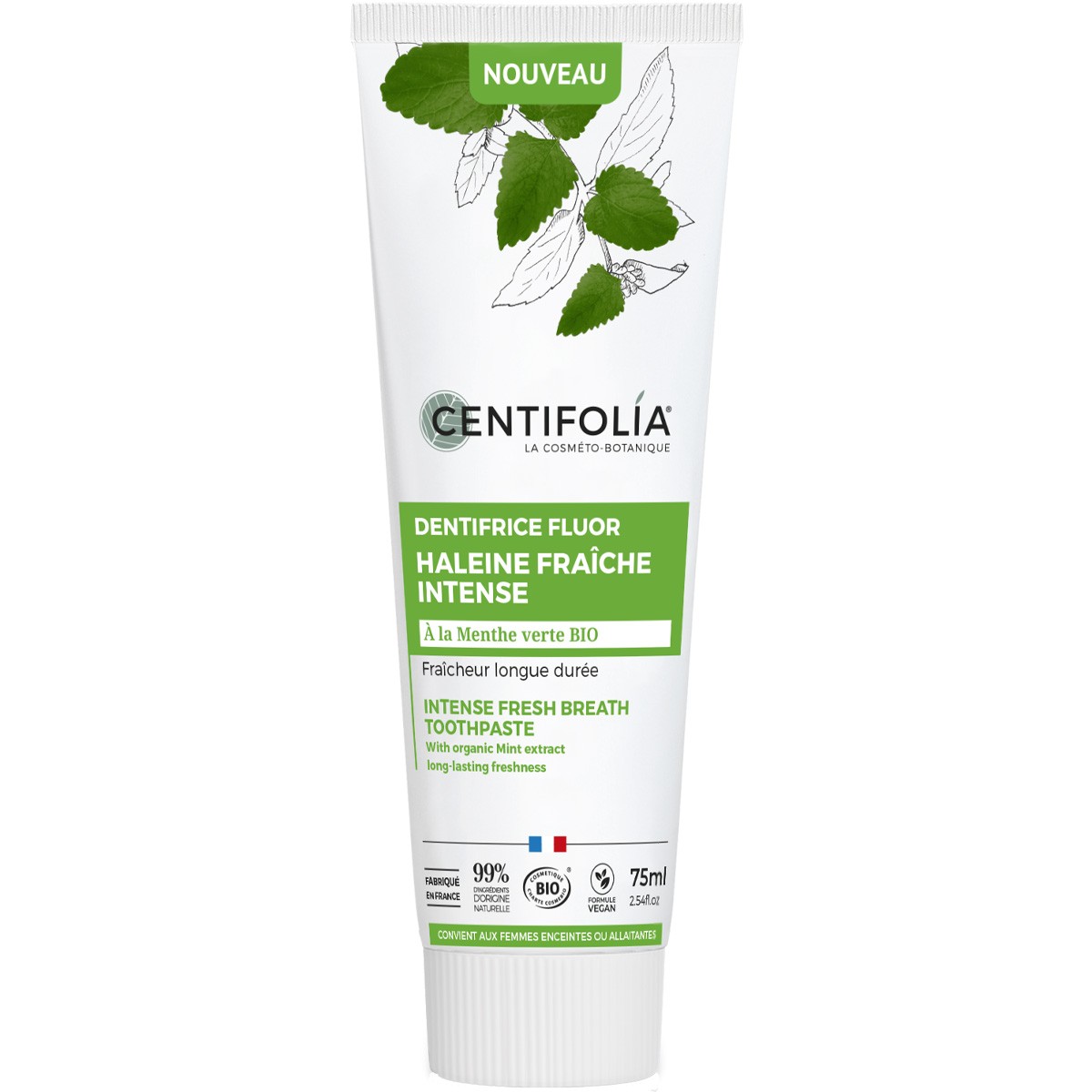 Dentifrice fluor bio - Haleine fraîche - Menthe verte - 75 ml
