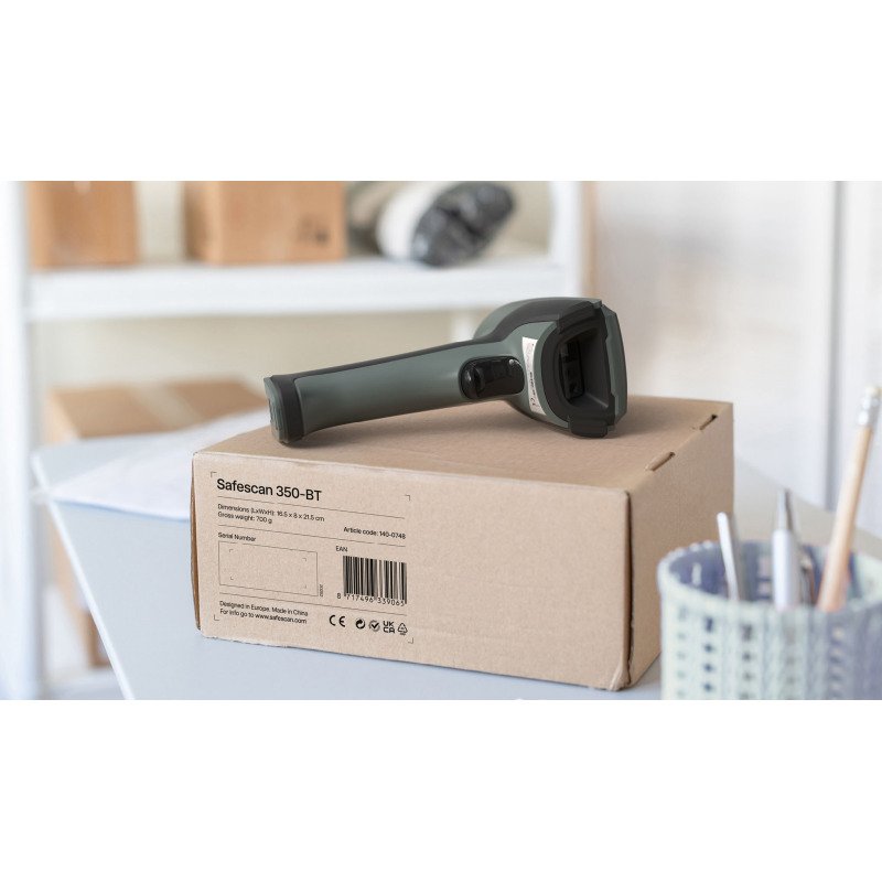 Safescan 350-BT – Lecteur de codes-barres sans fil plug & play avec station de charge