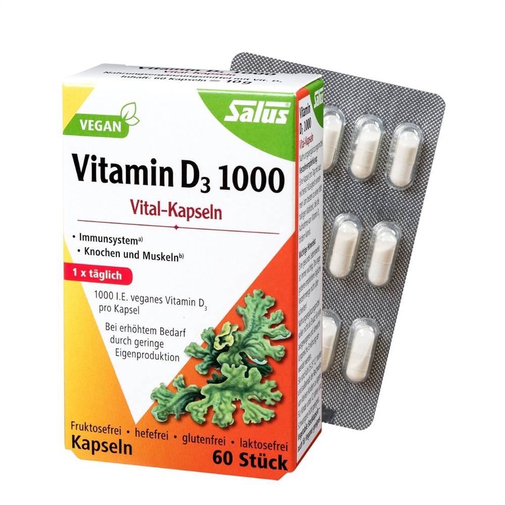 SALUS Vitamin D3 1000 IE<br>60 Stück, Blister, Kapsel, vegan