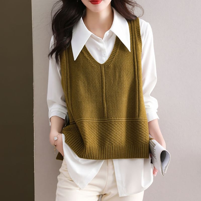 Yupina - V-hals effen trui-vest