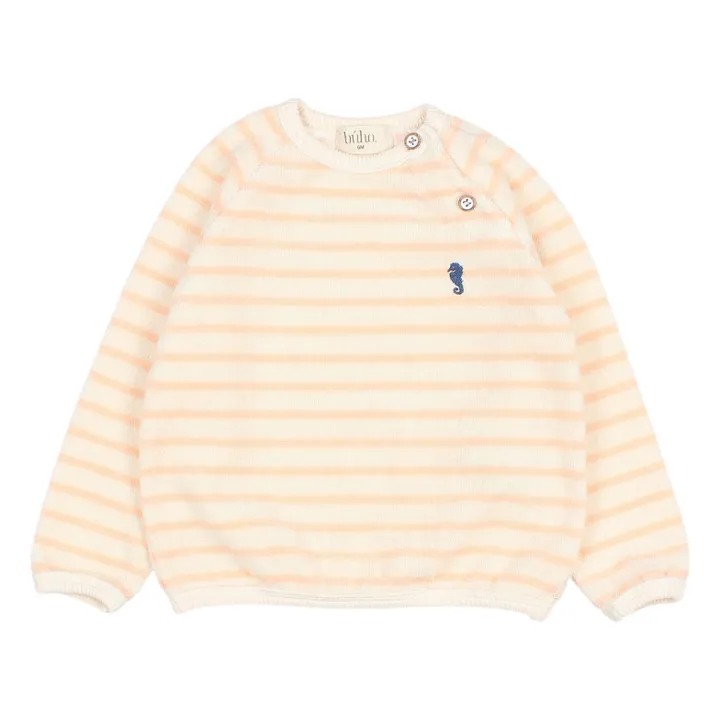 Búho Sweat Rayé Eponge Bébé | Saumon