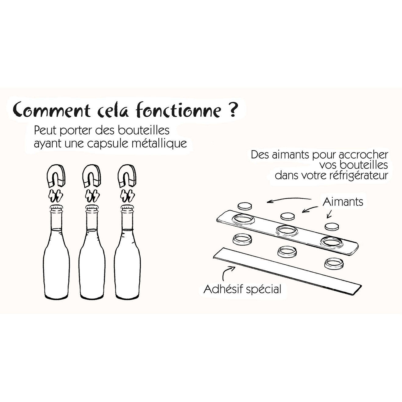 Kitchencook Support magnétique aimanté pour bouteilles beersky gris