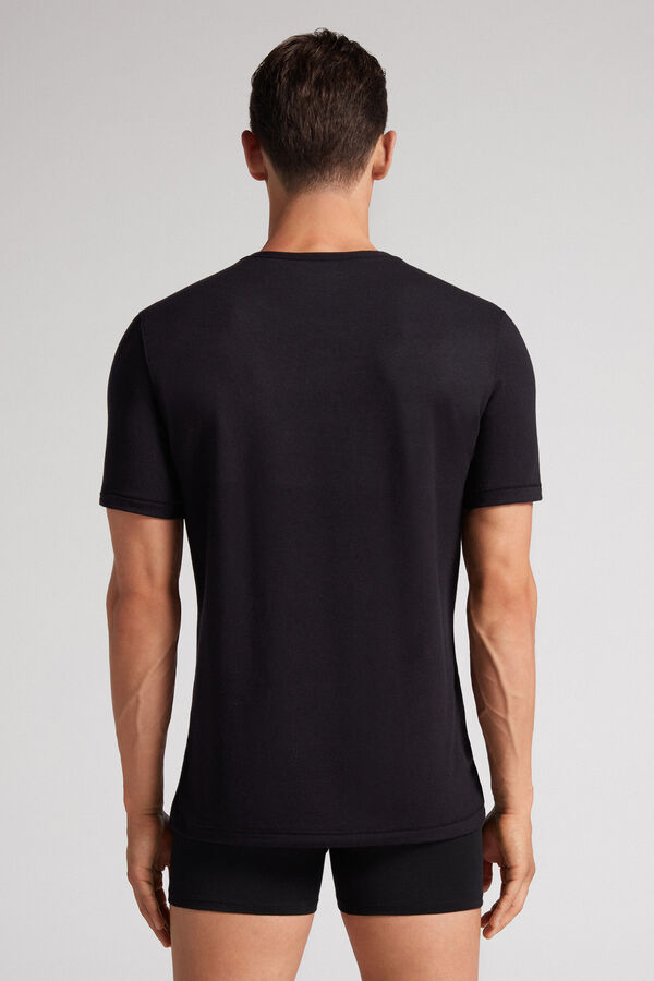 Camiseta de manga curta em modal e cashmere
