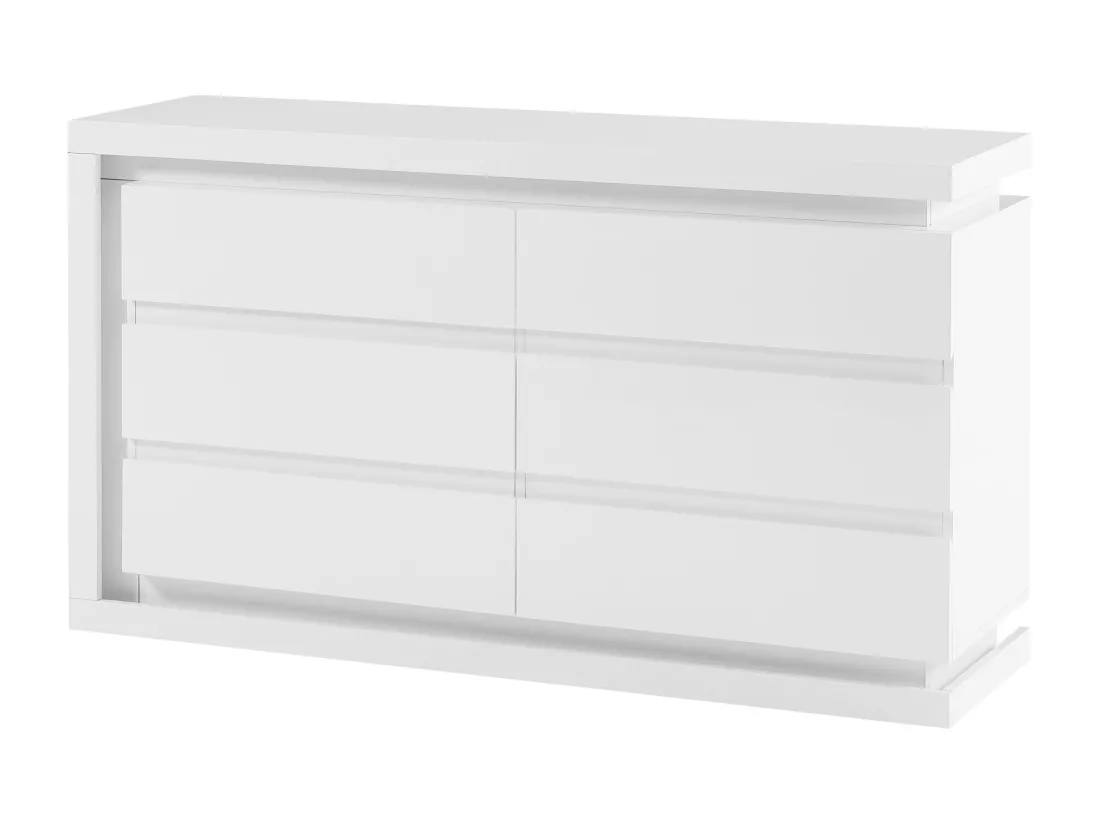 Commode 6 tiroirs - Avec LEDs - MDF - Blanc laqué - FLARANCIA