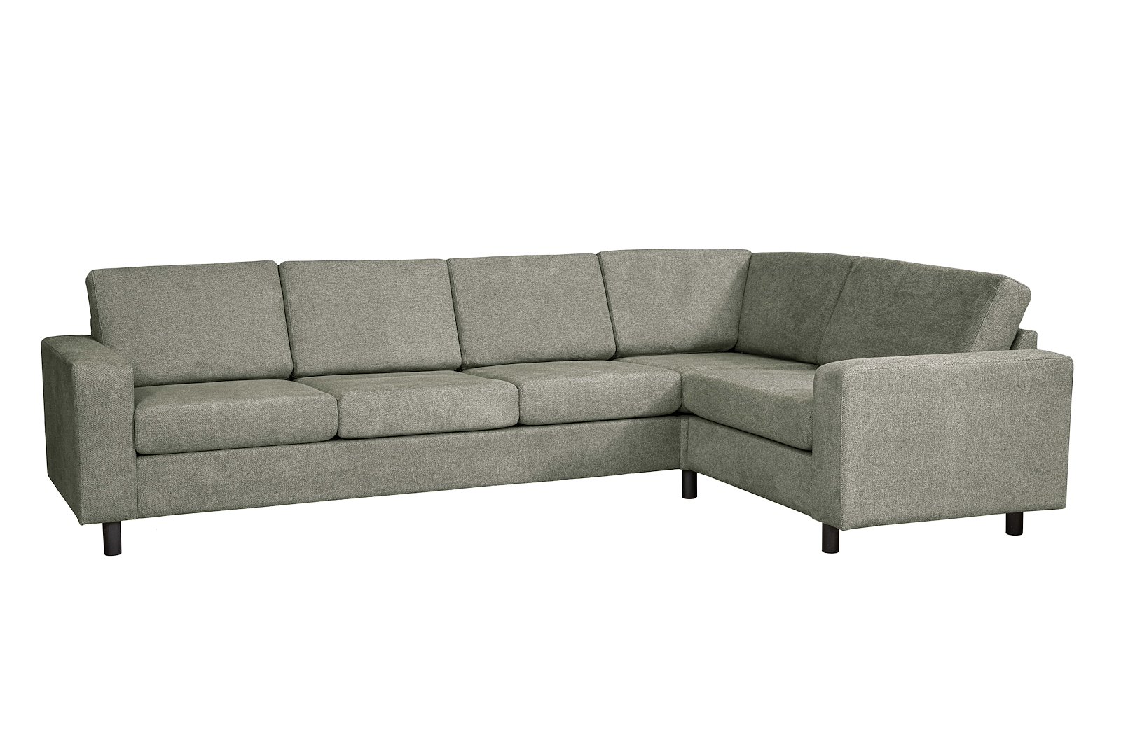 Square hjørnesofa 1,5/3,5- hjørnesofa.Tekstil Enter 12 Taupe med arm 4 og runde ben sort. Vendbar