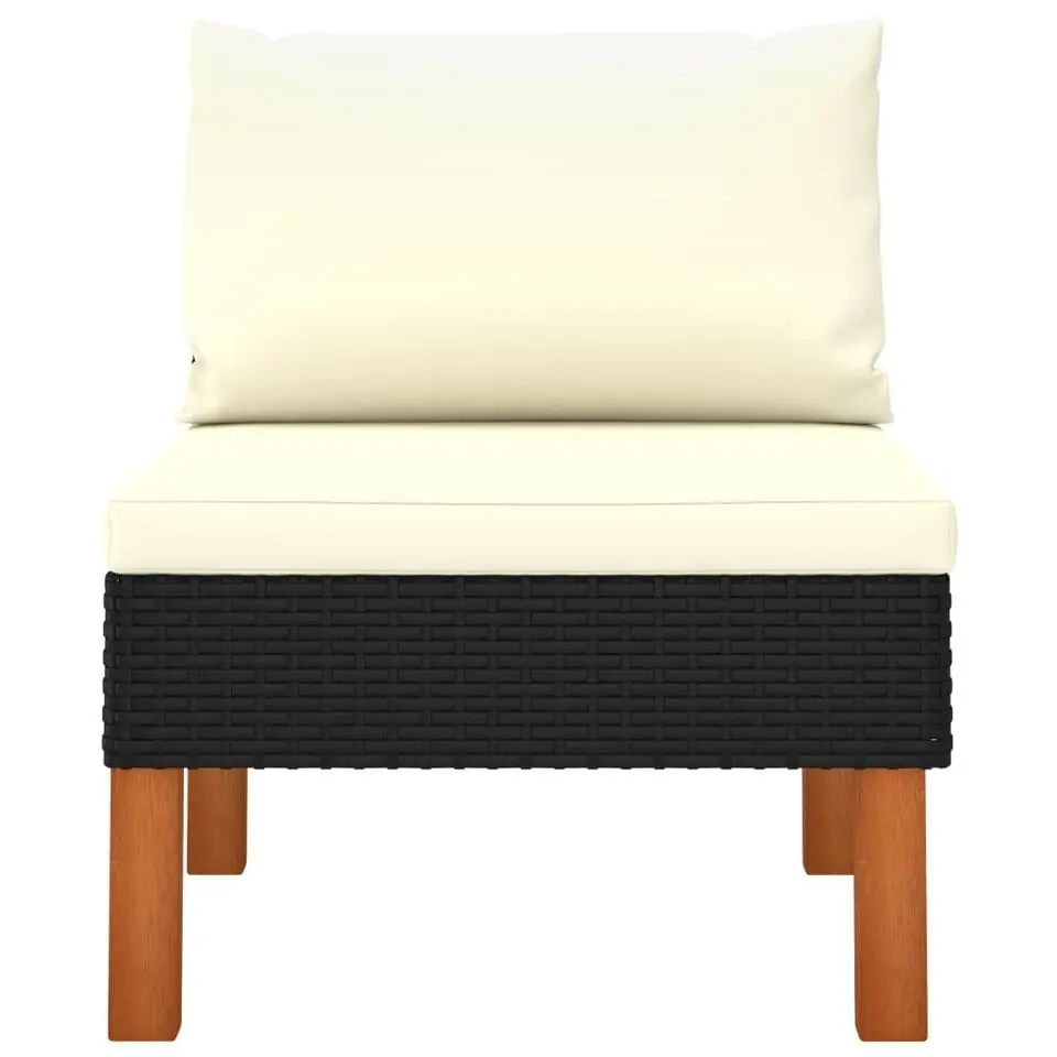 vidaXL - Loungeset - Zwart - Poly rattan en massief eucalyptushout - 3 stuks