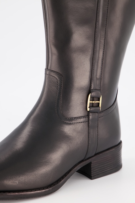 Lederstiefel, XL-Schaft, Zierschnalle, Weite H