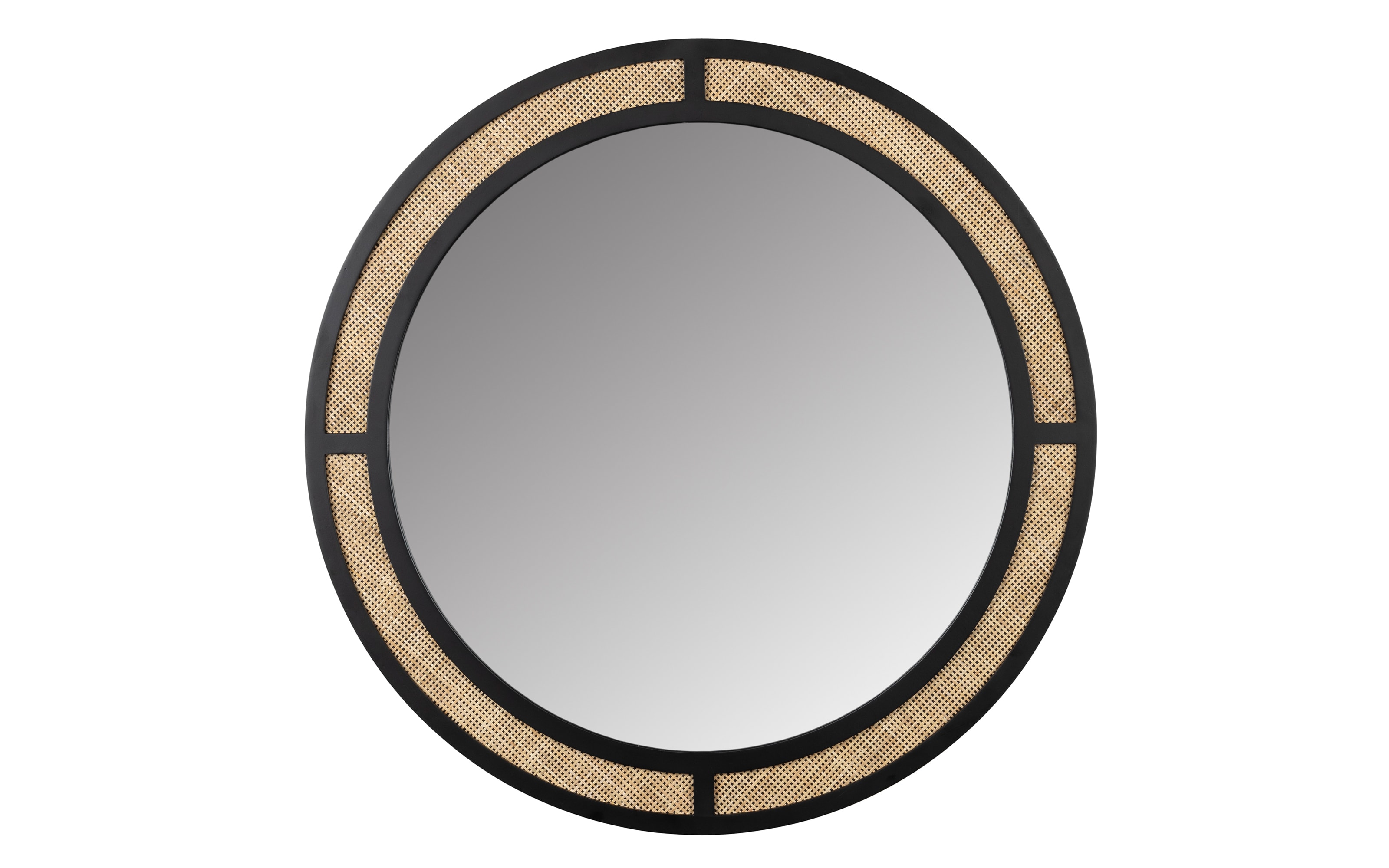 Spiegel Aida Round, schwarz/Rattan, 76 cm