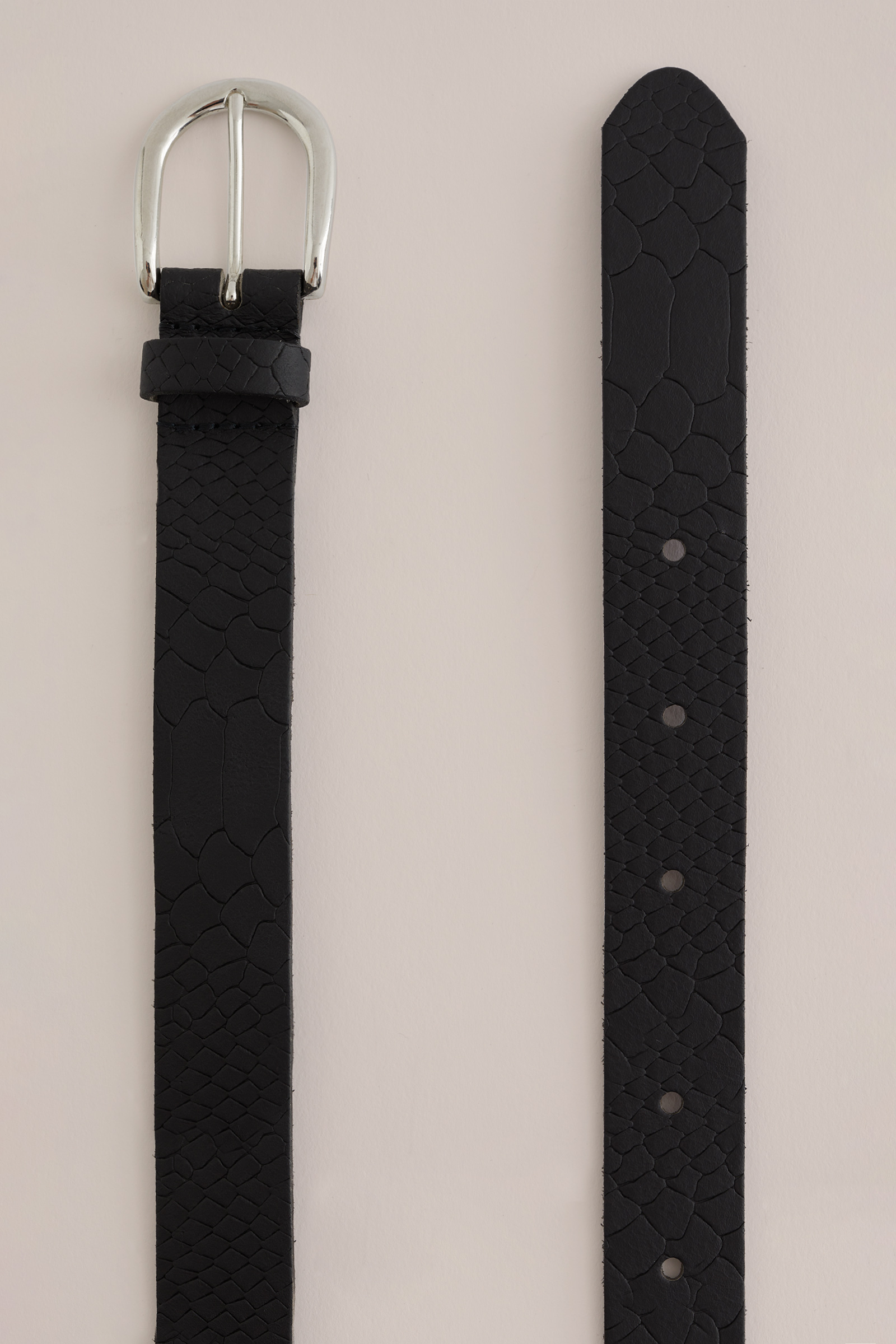 Meisjes leren riem met structuur WE Fashion Zwart