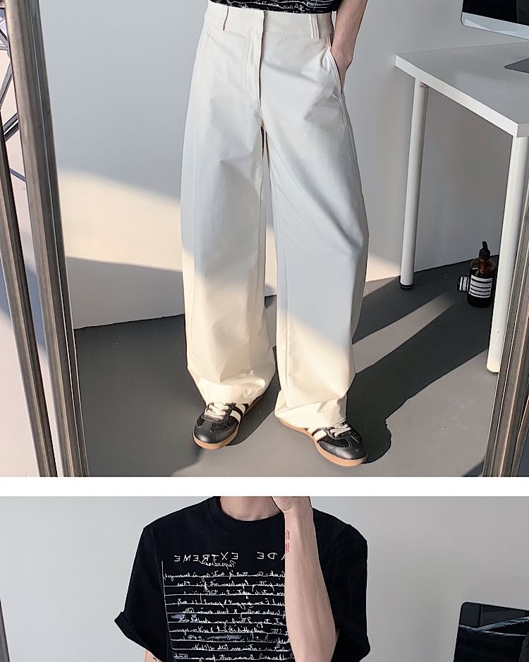 Omozando - Hoge taille effen rechte broek