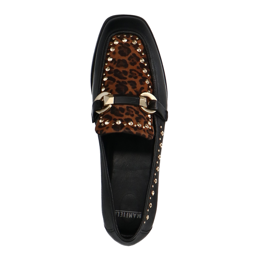 Zwarte leren loafers met details