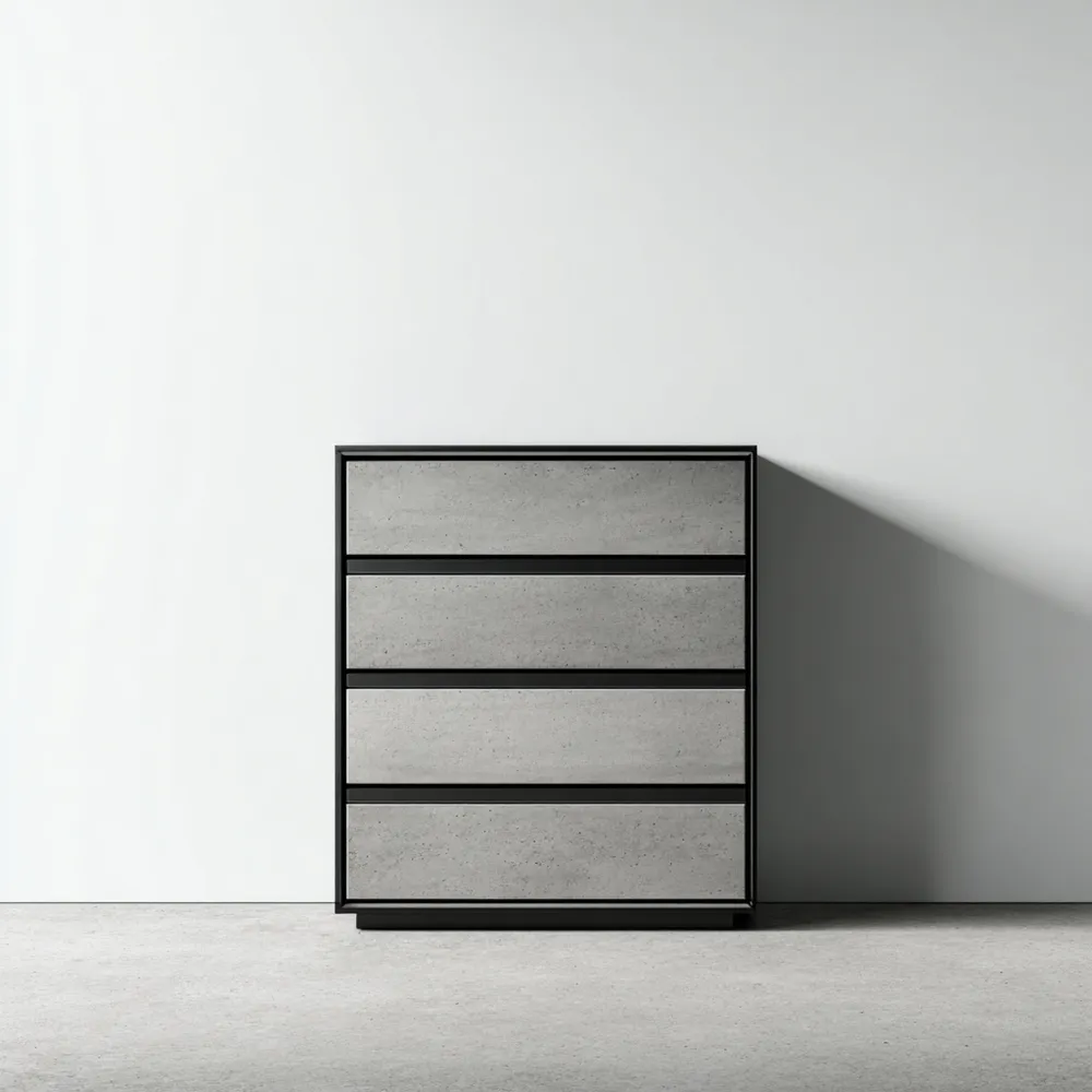 Kommode Betonoptik 4 Schubladen - 100x80x45 cm - Industrieller Stil