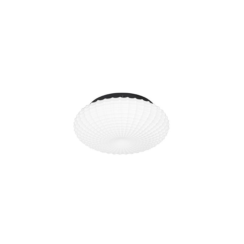 Klassieke plafondlamp zwart met opaal glas 23 cm IP44 - Nohmi