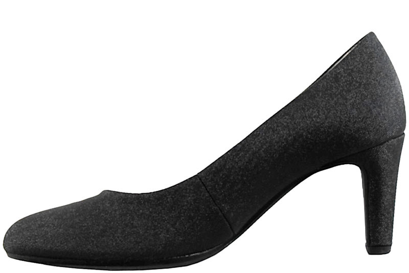 GABOR PUMPS I SORT TEKSTIL MED GLIMMER