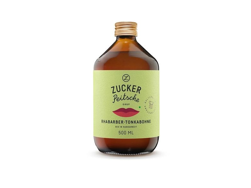 Zuckerpeitsche Bio Sirup Rhabarber Tonka 500 ml Handgefertigter Rhabarber Tonkabohnensirup aus «Höhle der Löwen»