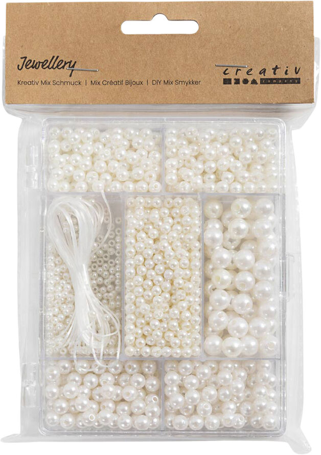 Creativ Company DIY Mix Smykker, Halskæde og armbånd, hvid perlemor