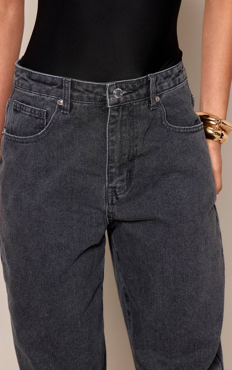 Gris Jean Boyfriend Taille Haute