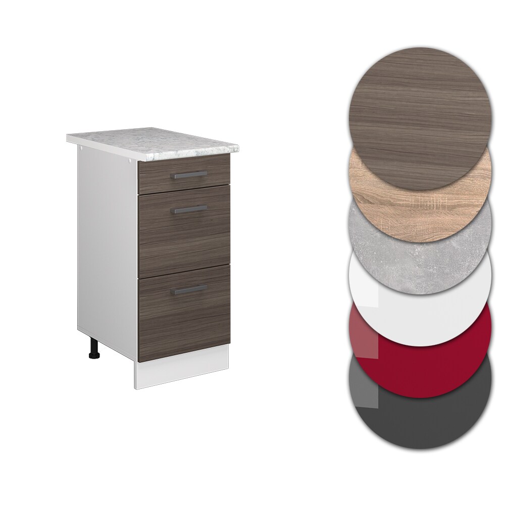 Vicco Schubladenunterschrank Küchenschrank Küchenzeile R-Line 40 cm Weiß Edelgrau Schublade Arbeitsplatte