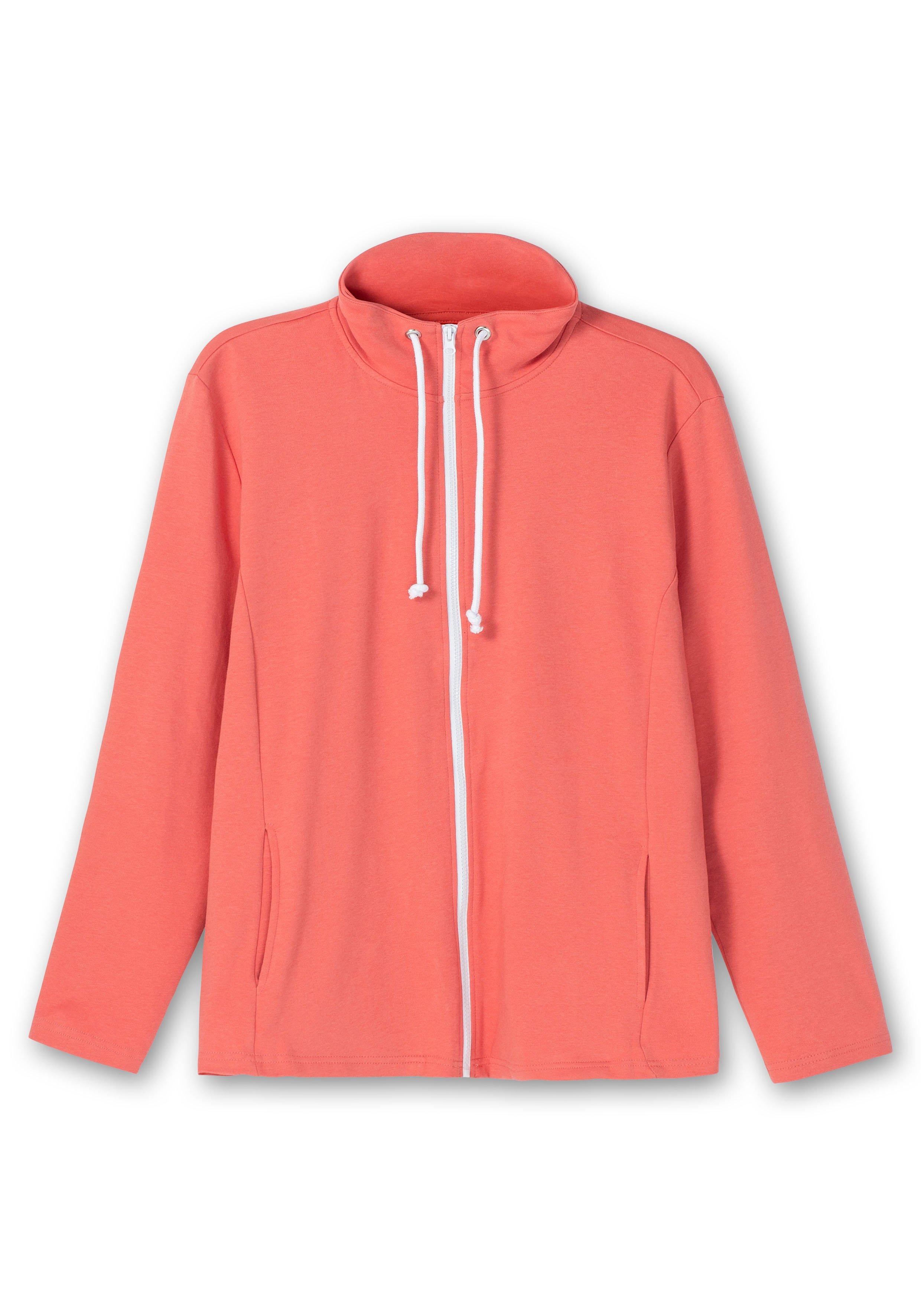 Sweatjacke mit Stehkragen und Kontrastdetails
