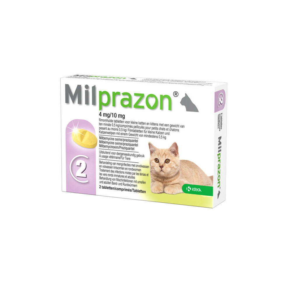 Milprazon Ontworming Tabletten 4 mg / 10 mg Kleine Kat en Kitten2 stuks