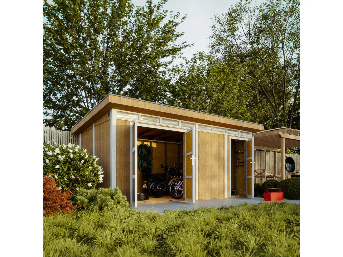 Abri de Jardin Qualité Premium 8.52+2.95 m² - Cabane de Jardin Exterieur Cabane de Jardin Exterieur - Garage Moto Exterieur Timbela M905C - TERRA BROWN