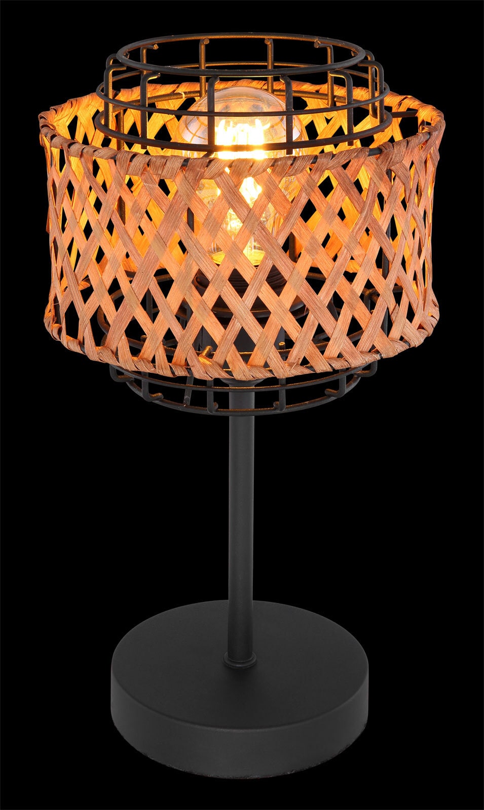 GINA Tischlampe braun, schwarz 15668T, D/H: 17 x 32 cm, Metall, Holz