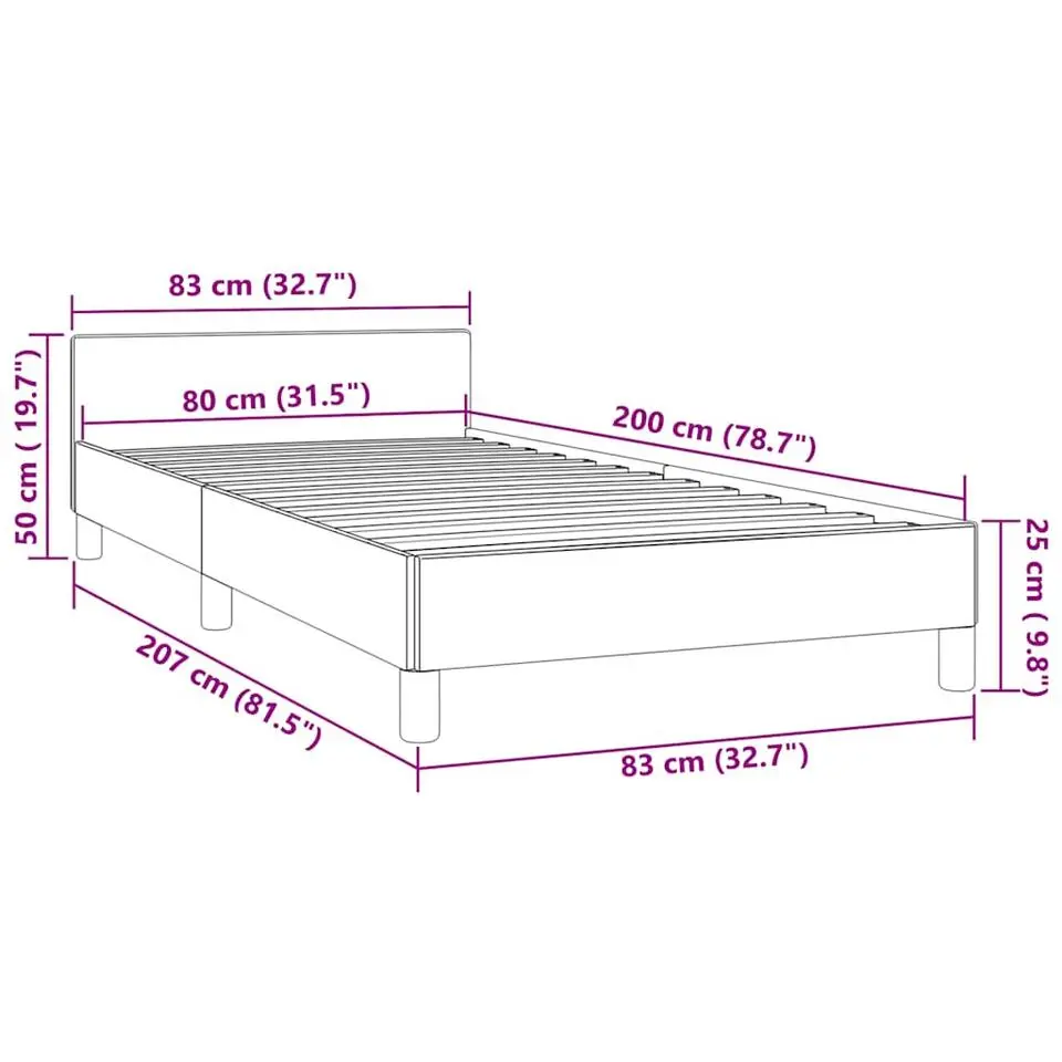 vidaXL - Eenpersoonsbed frame - Donkergrijs - Fluweel - 80x200 cm