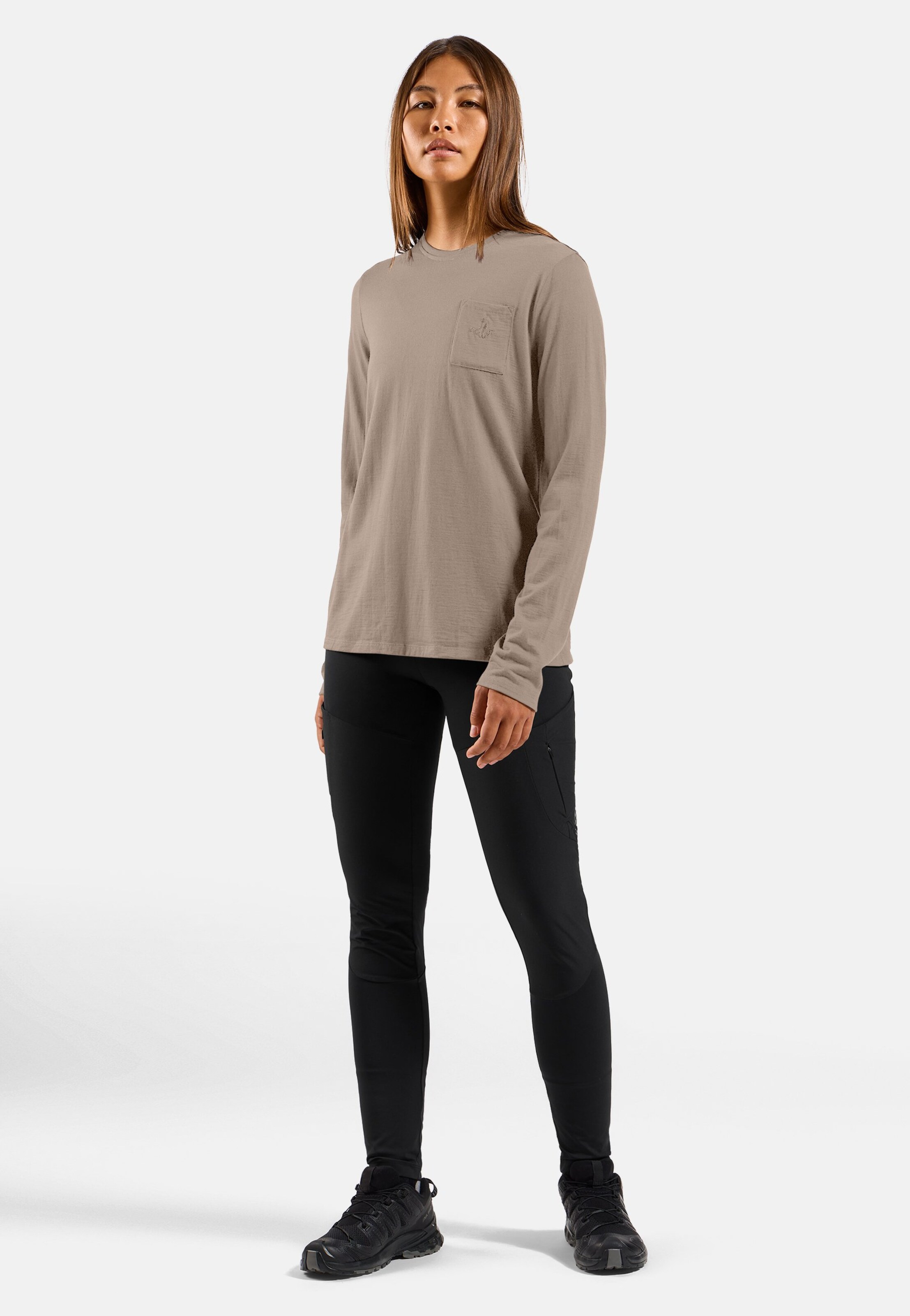 Ascent Merino 200 Langarmshirt mit Brusttasche in cinder